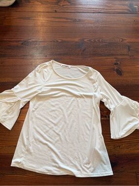 White Bell-Sleeve Scoop Neck Tunic